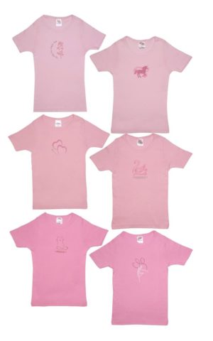 Παιδικά Φανελάκια Meow 6 τμχ Ροζ Κοντό Μανίκι Βαμβακερά 100% - Pretty Baby, pb-47552
