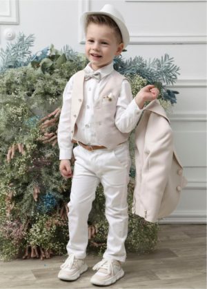 Βαπτιστικό Κοστουμάκι για Αγόρι Μπεζ-Λευκό Α4621-ΜΛ, Mi Chiamo, mc23-A4621-ML