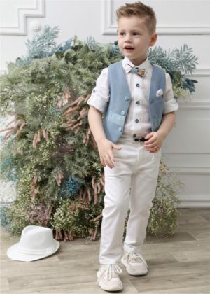 Βαπτιστικό Κοστουμάκι για Αγόρι Σιέλ-Λευκό Α4626-ΣΛ, Mi Chiamo, mc23-A4626-SL