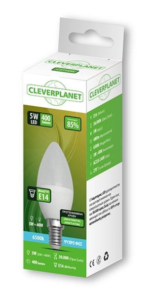Cleverplanet Κερί Led 5W/Ε14 Ψυχρό Φως