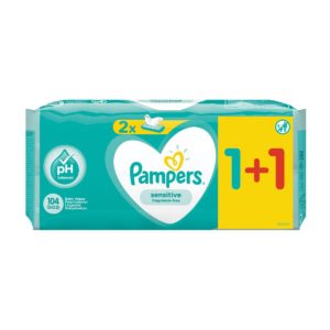 Pampers Wipes Sensitive 2Χ52 Tεμαχίων (1+1 Δώρο)