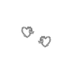 Σκουλαρίκια Καρφωτά Καρδιά Με Ζιργκόν Ασήμι 925
