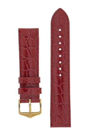 Λουρί Hirsch Crocograin 1230-2860 Bordeaux Leather Strap