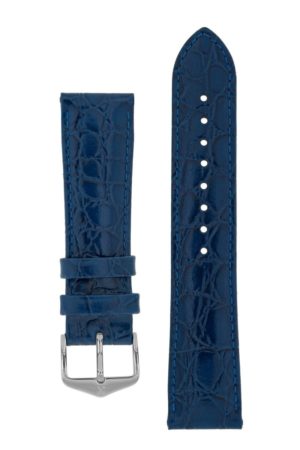 Λουρί Hirsch Crocograin 1230-2880 Blue Leather Strap
