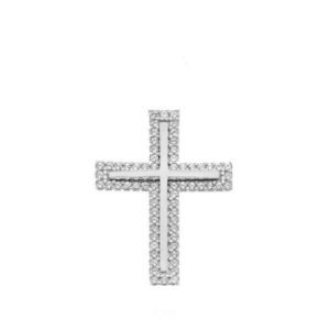 Facad oro CR-763W Λευκόχρυσος Βαπτιστικός Σταυρός 14ct