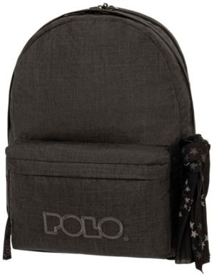 Polo Double Scarf Σχολική Τσάντα Πλάτης Γυμνασίου - Λυκείου Jean Grey Μ31 x Π20 x Υ41εκ 9-01-235-2101