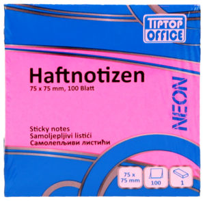 TipTop Office Sticky Notes 75x75mm Neon Pink TTO405020