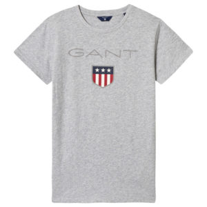 T-shirt παιδικό γκρι με logo Gant 7-8 ετών (122-128εκ.)