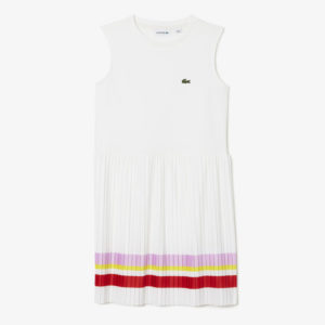 Παιδικό φόρεμα Lacoste με πλισέ φούστα White 3-4 ετών (98-104εκ.)