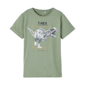T-shirt Name It για αγόρια χακί T-Rex 13-14 ετών (158-164εκ.)