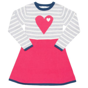 Πλεκτό παιδικό φόρεμα Heart ροζ Kite οργανικό βαμβάκι