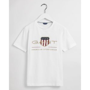 Παιδικό t-shirt Gant Logo Shield white οργανικό βαμβάκι