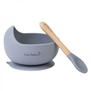 Σετ φαγητού bowl & κουτάλι Saro Nordic Wave Blue Grey 4+m