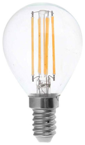 V-TAC Λάμπα LED Filament Γλομπάκι E14 P45 4W 400lm 300° IP20 Διάφανο Γυαλί Ζεστό Λευκό 214300