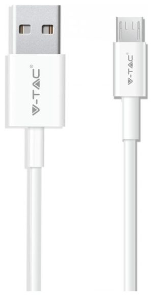 V-TAC Καλώδιο USB- Micro USB 1 μέτρο Λευκό Silver Series 8484