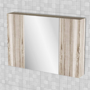 Κρεμαστός Καθρέπτης Μπάνιου Odelia με 3 ντουλάπια 96x14x65cm