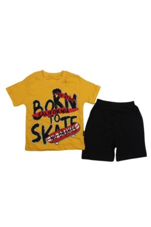 Σετ Παιδικό Μπλουζάκι Παντελονάκι Born to Skate R0622 - ΚΙΤΡΙΝΟ