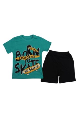 Σετ Παιδικό Μπλουζάκι Παντελονάκι Born to Skate G0622 - ΠΡΑΣΙΝΟ