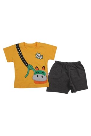 Σετ Παιδικό Μπλουζάκι Παντελονάκι Hippo R2108 - ΚΙΤΡΙΝΟ