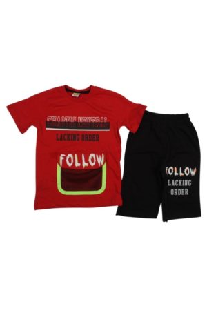 Σετ Παιδικό Μπλουζάκι Παντελονάκι Follow R7158 - ΚΟΚΚΙΝΟ