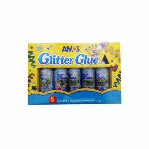 Glitter Glue AMOS με Στόμιο Σετ 5τεμ. 120 γραμ.- Ασημί
