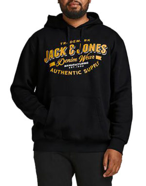 Jack & Jones Ανδρικό Βαμβακερό Φούτερ Μαύρο Regular Fit (12194728) (70% Βαμβάκι, 30% Πολυεστέρας)