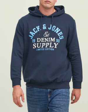 Jack & Jones Ανδρικό Βαμβακερό Φούτερ PLUS Μπλε Slim Fit (12211754) (70% Βαμβάκι, 30% Πολυεστέρας)
