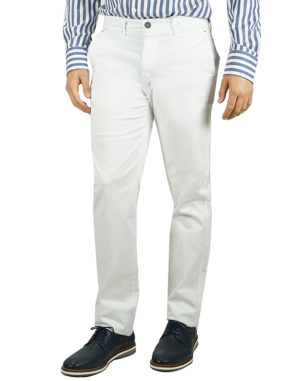 Dario Beltran Ανδρικό Βαμβακερό Παντελόνι Άσπρο Slim Fit (P840) (100% Βαμβάκι)