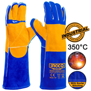 Δερμάτινα γάντια ηλεκτροσυγκολλητών μακριά L-XL 16 350°C Ingco HGVW04