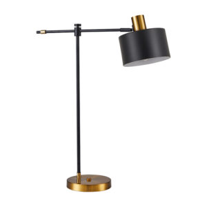 SE21-GM-36-MS1 ADEPT TABLE LAMP Gold Matt and Black Metal Table Lamp Black Metal Shade | Homelighting | 77-8341