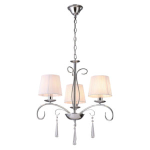 KQ 9007-3 FLAREN NICKEL PENDANT CRYSTALS AND WHITE SHADES 1Ζ2 | Homelighting | 77-8195