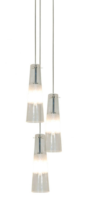 Φωτιστικό οροφής + Δώρο οι λάμπες Κρεμαστό τρίφωτο Como από χειροποίητο γυαλί με λευκό ματ σχέδιο | Homelighting | 77-3756
