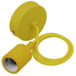 Κίτρινο Κρεμαστό Φωτιστικό Οροφής Σιλικόνης με Υφασμάτινο Καλώδιο 1 Μέτρο E27 GloboStar Yellow 91006.