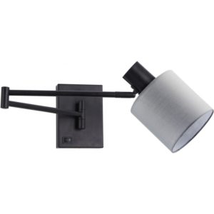 Home Lighting SE21-BL-52-SH2 ADEPT WALL LAMP Black Wall Lamp with Switcher and Grey Shade 77-8380( 3 άτοκες δόσεις.)