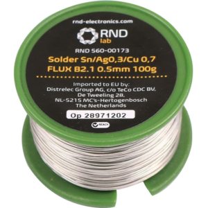 RND 560-00173 - No-Clean Solder Wire B2.1 217°C 0.5mm RND.