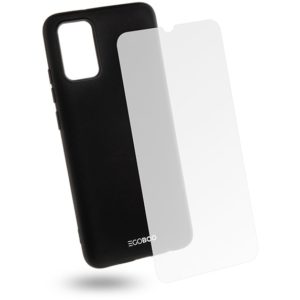 EGOBOO Tempered Glass + Case Rubber TPU Black (Samsung A02s)