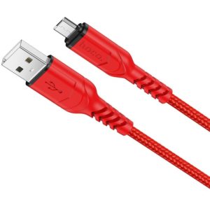 Καλώδιο σύνδεσης Hoco X59 Victory USB σε Micro USB 2.4A με Εύκαμπτο Βύσμα και Braided Καλώδιο Κόκκινο 1m.