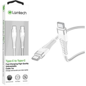 LAMTECH HQ UNBREAKABLE CABLE TYPE-C TO TYPE-C WHITE 1M LAM112747