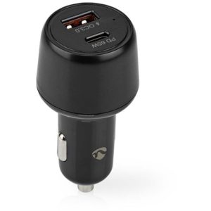NEDIS CCPD65W100BK CAR CHARGER 2.0 / 3.0 / 3.25A WITH 2 PORTS USB-A / USB-C 65W NEDIS.