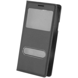 Slim case Quick view window Flip pu leather for iphone 6 plus - Black.