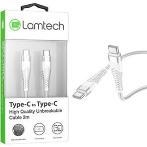 LAMTECH HQ UNBREAKABLE CABLE TYPE-C TO TYPE-C WHITE 2M LAM023633