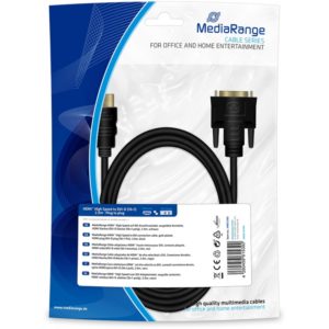 Καλώδιο MediaRange HDMI to DVI connection cable, gold-plated, HDMI plug/DVI-D plug (18+1 Pin), 2.0m, black (MRCS185).