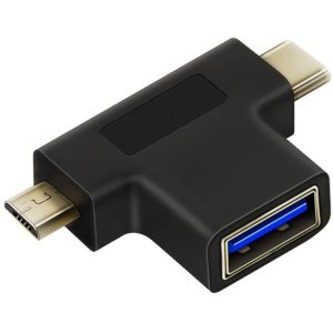 CABLETIME αντάπτορας USB 3.0 σε USB-C & Micro USB C160, μαύρος 5210131038574.