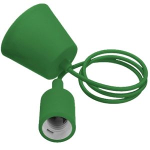 Πράσινο Κρεμαστό Φωτιστικό Οροφής Σιλικόνης με Υφασμάτινο Καλώδιο 1 Μέτρο E27 GloboStar Green 91007.