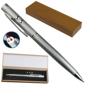 Στυλό μεταλλικό laser - led σε ξύλινη θήκη.