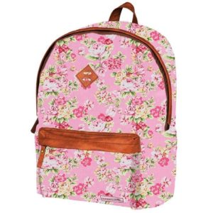 Marshmallow τσάντα δημοτικού ροζ λουλούδια με 2 θήκες 41x32x14εκ..