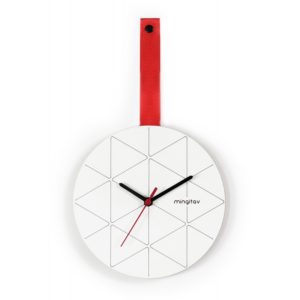 ArteLibre Ρολόι Τοίχου MINUET Λευκό/Κόκκινο Ξύλο/Ύφασμα 23x23x2cm.