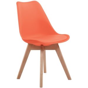 MARTIN Καρέκλα Ξύλο, PP Πορτοκαλί Μονταρισμένη Ταπετσαρία 49x57x82cm ΕΜ136,74 (Σετ 4τεμ.).( 3 άτοκες δόσεις.)