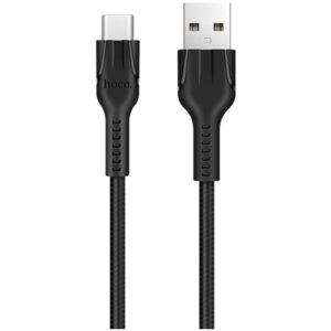 Καλώδιο σύνδεσης Hoco U31 Benay Braided με Νάυλον Κορδόνι USB σε USB-C 2.4A Μαύρο 1,2m.