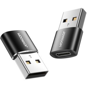 JOYROOM αντάπτορας USB σε USB Type-C S-H152, μαύρος, 2τμχ S-H152-BK.
